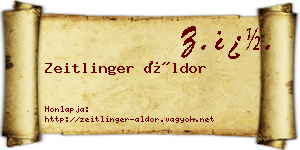 Zeitlinger Áldor névjegykártya